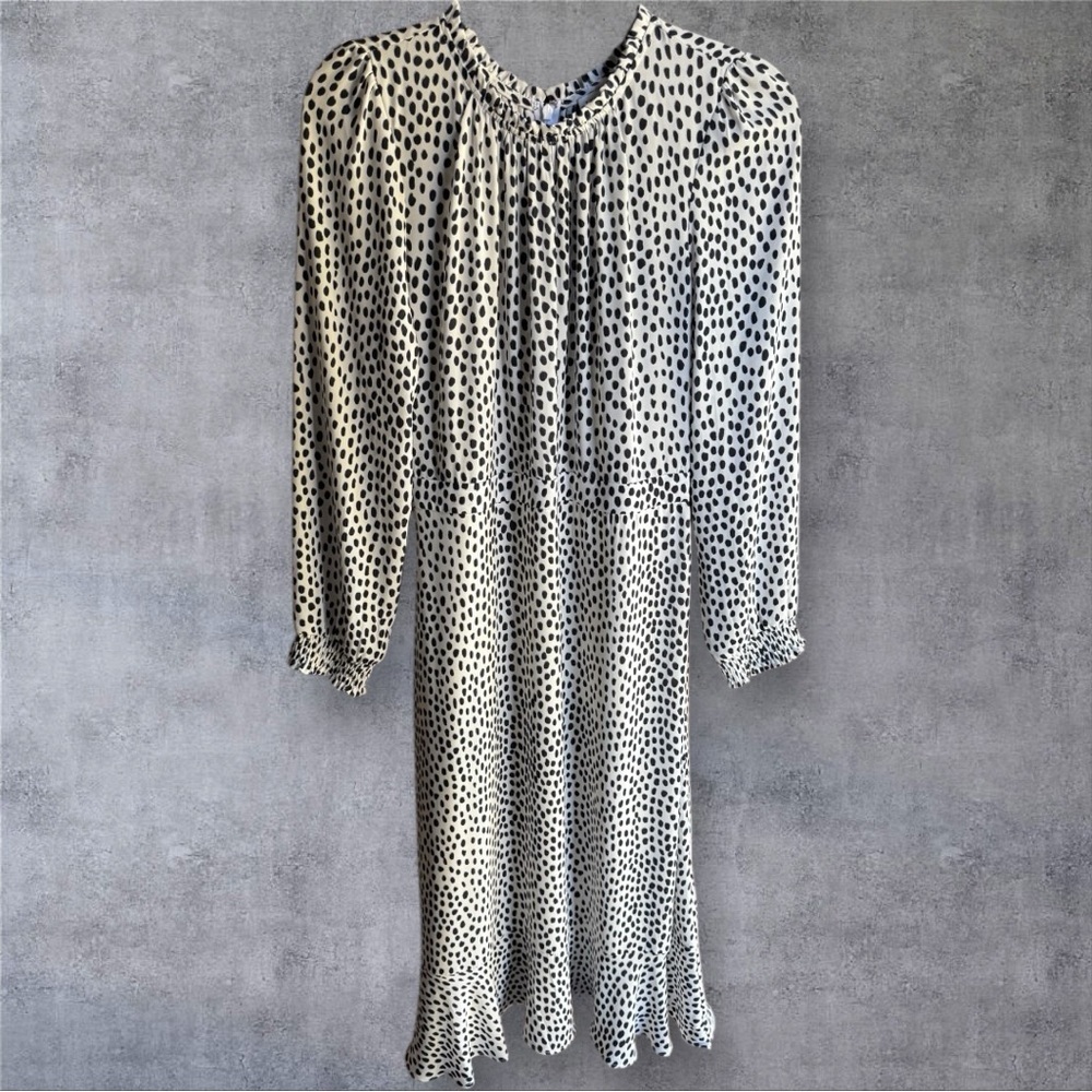 J.CREW Ruffle-Neck Leopard Peasant Dress - NWT - Size 10